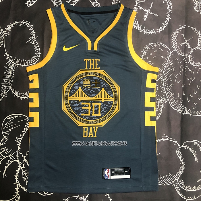 Stephen Curry NO 30 Camiseta Golden State Warriors Ciudad 2018-19 Azul